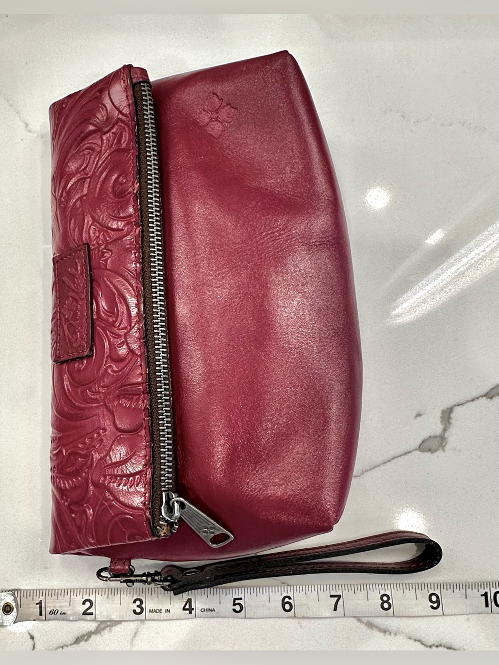 Patricia Nash Tooled Floral Motif Magenta Leather Wristlet/Clutch Purse - EUC - Picture 15 of 17